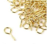 White Hinge Limited 100x Brass Plated Steel Screw Eyes 16mm Long (5mm Eye Diameter) Gold Screw in Findings…