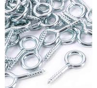 White Hinge Limited 100x Heavy Duty 45mm Screw in Eye Hooks - Frame/Vine/Hook/Loop/Wall/Hangers