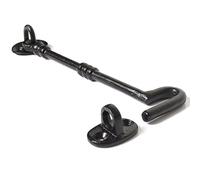 White Hinge Limited 2X Extra Long 8"/200mm Black Cabin Hook and Eye - Shed Gate Latch Garden/Outdoor