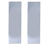 White Hinge Limited 2X Large Polished Chrome Finger Plates - Plain Silver Push Panels 75x300mm