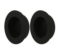 White Hinge Limited 2X Matt Black Round Recessed Pull Handles, Flush Mount Ideal for Sliding Cabinet, Wardrobe, Cupboard Doors