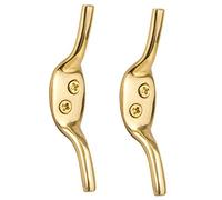 White Hinge Limited 2X Solid Brass 3" Cleat Hooks - Roman Blind/Curtain Tie Backs - Washing Line Tie Downs
