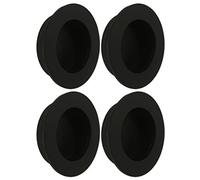 White Hinge Limited 4X Matt Black Round Recessed Pull Handles, Flush Mount Ideal for Sliding Cabinet, Wardrobe, Cupboard Doors