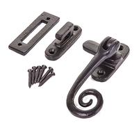 White Hinge Black Antique Window Casement Fastener - Cast Iron Monkey Tail Mortice Latch