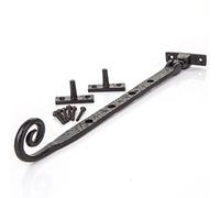 White Hinge Limited Black Cast Iron 10" Window Stay - Monkey Tail/Curly End Casement Fastener