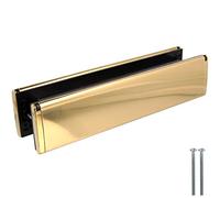 White Hinge Limited Gold Letter Box, 12 Inch Yale Letterbox Plate, Weatherproof, Letterbox for Door with Draught Excluder Brush and Sprung Flaps, Universal Fit