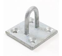White Hinge Limited Heavy Duty 50mm Square Staple Eye Plate - Galvanised Zinc Tether Ring/Hook
