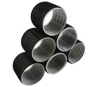 White Hinge Limited Large Hair Rollers X6 Self Grip 60mm Hook and Loop Curlers Black and Grey