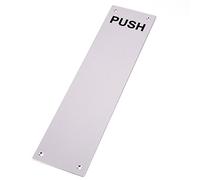 White Hinge Limited Large Silver Door Finger Plate With Push Text 12"