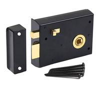 White Hinge Limited Old English Victorian Style Rim Dead Lock - Black Bedroom/Bathroom Snib Latch