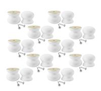 Set of 10 Traditional Plain White Ceramic Furniture Door & Draw Knobs 38mm Diameter