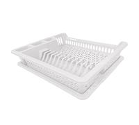 White Hobby Medium Plastic Dish Drainer Plate and Cutlery Rack with Drip Tray by Hobby