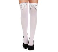 WHITE HOLD-UP STOCKINGS WITH WHITE BOWS