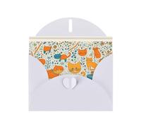 White Holiday greeting check blank card and pearl beautiful blank note block VVXBHGR Cartoon orange cat Pattern