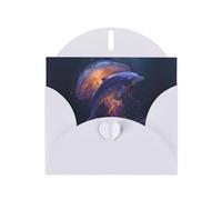 White Holiday greeting check blank card and pearl beautiful blank note block VVXBHGR Dolphin and jellyfish encounter Pattern