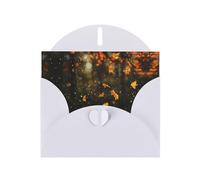 White Holiday greeting check blank card and pearl beautiful blank note block VVXBHGR Falling leaves in the rain Pattern