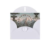 White Holiday greeting check blank card and pearl beautiful blank note block VVXBHGR Ferris wheel at the zoo Pattern