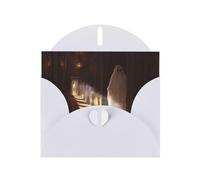 White Holiday greeting check blank card and pearl beautiful blank note block VVXBHGR Ghosts in the corridor Pattern