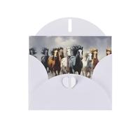 White Holiday greeting check blank card and pearl beautiful blank note block VVXBHGR Horses in a tornado Pattern
