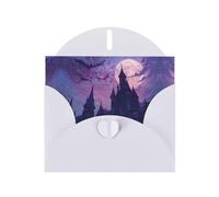 White Holiday greeting check blank card and pearl beautiful blank note block VVXBHGR Moonlight Bat Castle Pattern