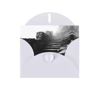 White Holiday greeting check blank card and pearl beautiful blank note block VVXBHGR Mountain mist over the stone steps Pattern