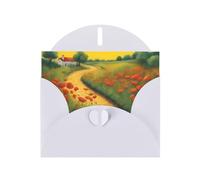 White Holiday greeting check blank card and pearl beautiful blank note block VVXBHGR Poppies Field Yellow Brick Road Pattern