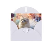 White Holiday greeting check blank card and pearl beautiful blank note block VVXBHGR Sitting cat Pattern