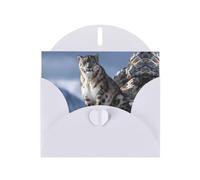 White Holiday greeting check blank card and pearl beautiful blank note block VVXBHGR Snow Leopard on the Mountain Pattern