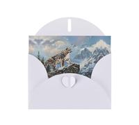White Holiday greeting check blank card and pearl beautiful blank note block VVXBHGR Snow Leopard Patrol Mountain Pattern