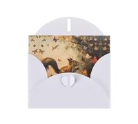 White Holiday greeting check blank card and pearl beautiful blank note block VVXBHGR Squirrel chasing butterflies Pattern