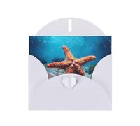 White Holiday greeting check blank card and pearl beautiful blank note block VVXBHGR Starfish on the sea floor Pattern