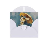 White Holiday greeting check blank card and pearl beautiful blank note block VVXBHGR The little dog with an umbrella Pattern