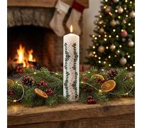 White Hollybush Advent Pillar Candle 3 - Christmas Countdown Candle, 70hr Burn, Festive Candle for Table, Mantelpiece & Seasonal Décor