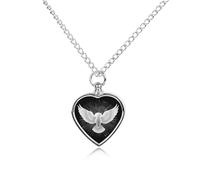 White Holy Spirit Dove Custom Cremation Jewelry Urn Necklace for Dog Pet Ashes Heart Memorial Pendant