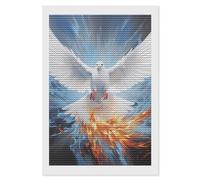 White Holy Spirit Dove Diamond Painting Kits for Adults Full Round Dril Diamond Art for Home Wall Decor 8"x12"