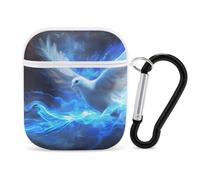 White Holy Spirit Dove Funny Case Cover Compatible for AirPods 1 & 2 Earbuds Protective Hard Cover with Keychain
