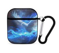 White Holy Spirit Dove Funny Case Cover Compatible for AirPods 1 & 2 Earbuds Protective Hard Cover with Keychain