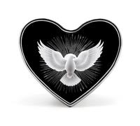 White Holy Spirit Dove Funny Lapel Pins Heart Button Brooch Badge Pin Hat Clothes Bag Jewelry for Men Women