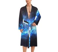 White Holy Spirit Dove Mens Bathrobe Long Bath Robe Warm Spa Robe Nightgown Soft with Waist Belt