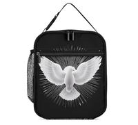 White Holy Spirit Dove Portable Cute Lunch Bag Reusable Insulated Tote Lunch Box Organizer for Picnic Office
