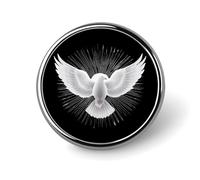 White Holy Spirit Dove Round Lapel Pin Button Brooch Tie Badge Elegant Hat Clothing Jewelry Accessories