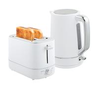 Homcom 1.7L Fast Boil Kettle And 2 Slice Toaster Set With 6 Level Browning In Black Black 2 Pack