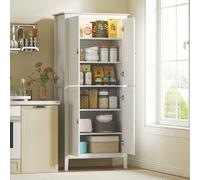 (White) HOMCOM 176.5 cm Tall Freestanding Pantry Storage Cabinet with 4 Doors