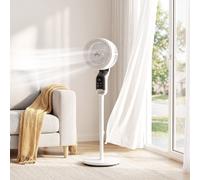HOMCOM 20 dB Standing Fan for Bedroom, Pedestal Fan with 85° Oscillating - White, White