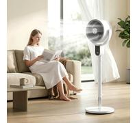 HOMCOM 20 dB Silent Standing Fan for Bedroom, 42" Pedestal Fan with 70° Oscillating, 90° Vertical Tilt, 8 Speeds, Remote Control, 12H Timer, Adjustable Height, Child Lock, White