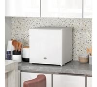 HOMCOM Tabletop Mini Freezer with 35 Litre Capacity, Small Lockable Freezer with Reversible Door, Two Keys, Adjustable Temperature and Removable Wire Shelf for Bedrooms, Home Office, White