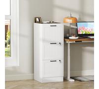 (White) HOMCOM 4 Drawer File Cabinet with Lock and Adjustable Hanging Bars