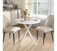 Homcom 80Cm Round Dining Table, Industrial Kitchen Table With Steel Legs