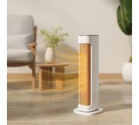 (White) HOMCOM Ceramic Electric Heater, 2000W Space Heater with Timer