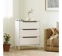 HOMCOM Chest of Drawers, 3 Fabric Drawer Dresser, Aluminium Handles in White | Size: Medium HOMCOM White M